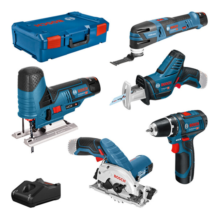 Bosch 5er Werkzeug-Set 12V: GSR + GST + GOP + GKS + GSA + 3x GBA 3