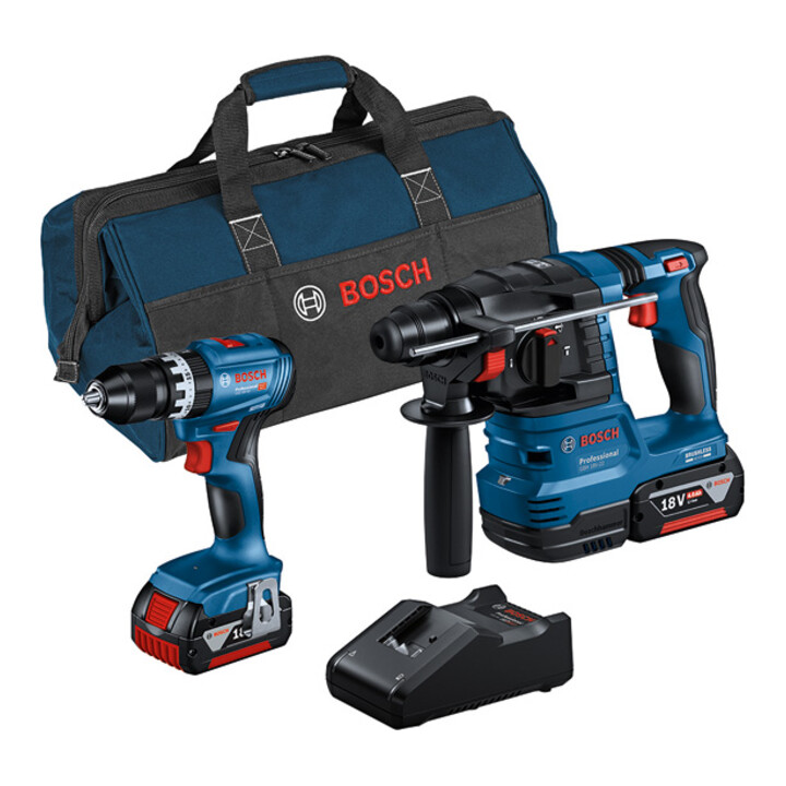 Bosch Combo Kit 2-tlg. 18V: GSB 18V-45 + GBH 18V-22 + 2 x Akku 4.0Ah