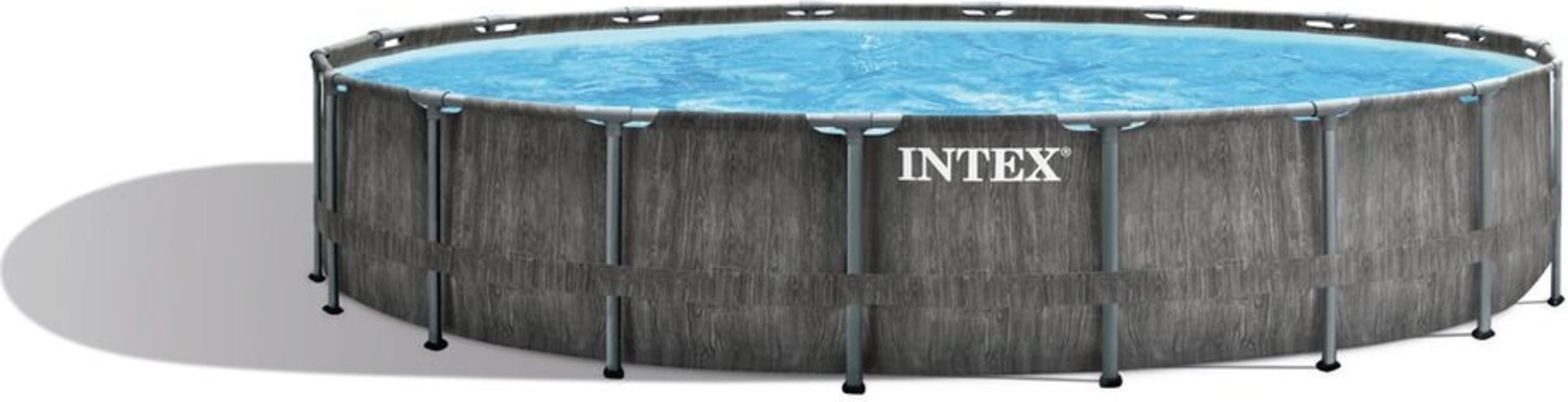 Intex Frame Pool Prism Greywood Ø 549 x 122 cm - Gartenpools24 Intex Frame Pool Prism Greywood Ø 549 x 122 cm