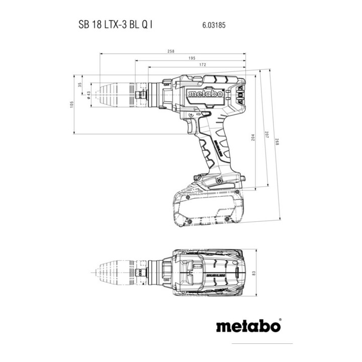 Metabo Akku-3-Gang-Schlagbohrschrauber SB 18 LTX-3 BL Q I metaBOX 145 L; 18V 2x5.5Ah LiHD + ASC 145