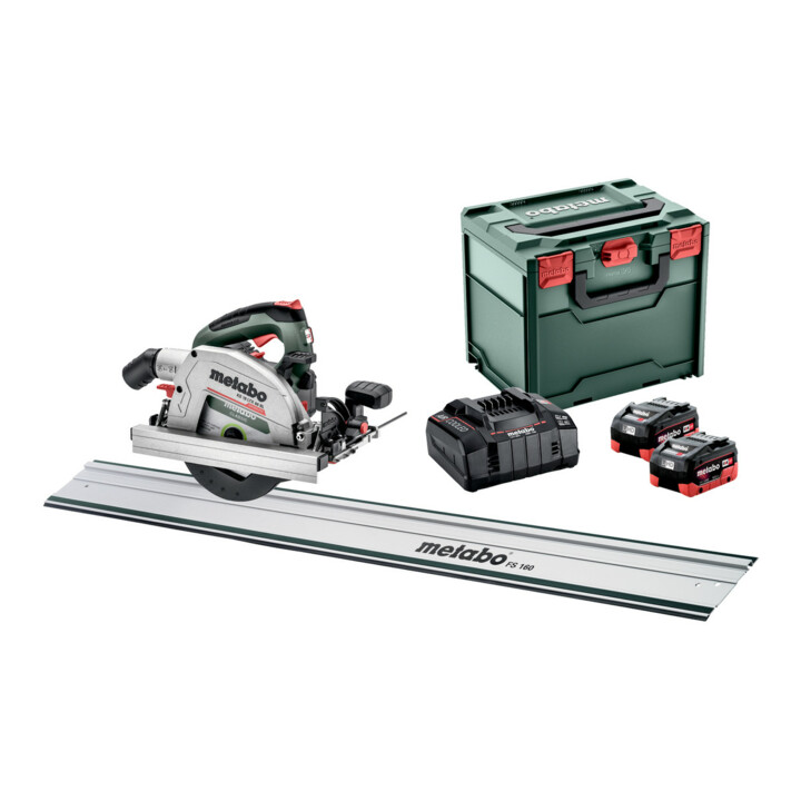 Metabo Akku-Handkreissäge KS 18 LTX 66 BL Set mit Führungsschiene FS 160; metaBOX 340; 18V 2x8Ah LiHD + ASC 145