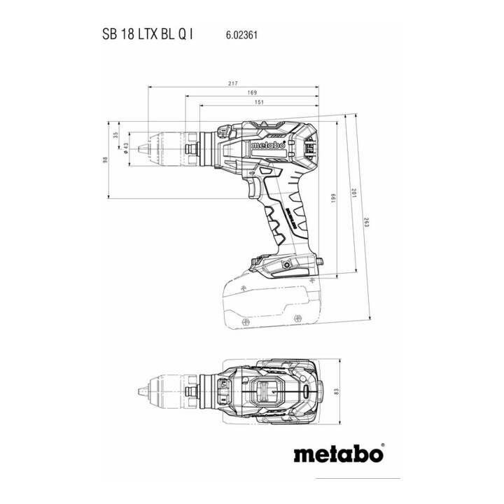 Metabo Akku-Schlagbohrschrauber SB 18 LTX BL Q I metaBOX 145 L; 18V 2x5.5Ah LiHD + ASC 145